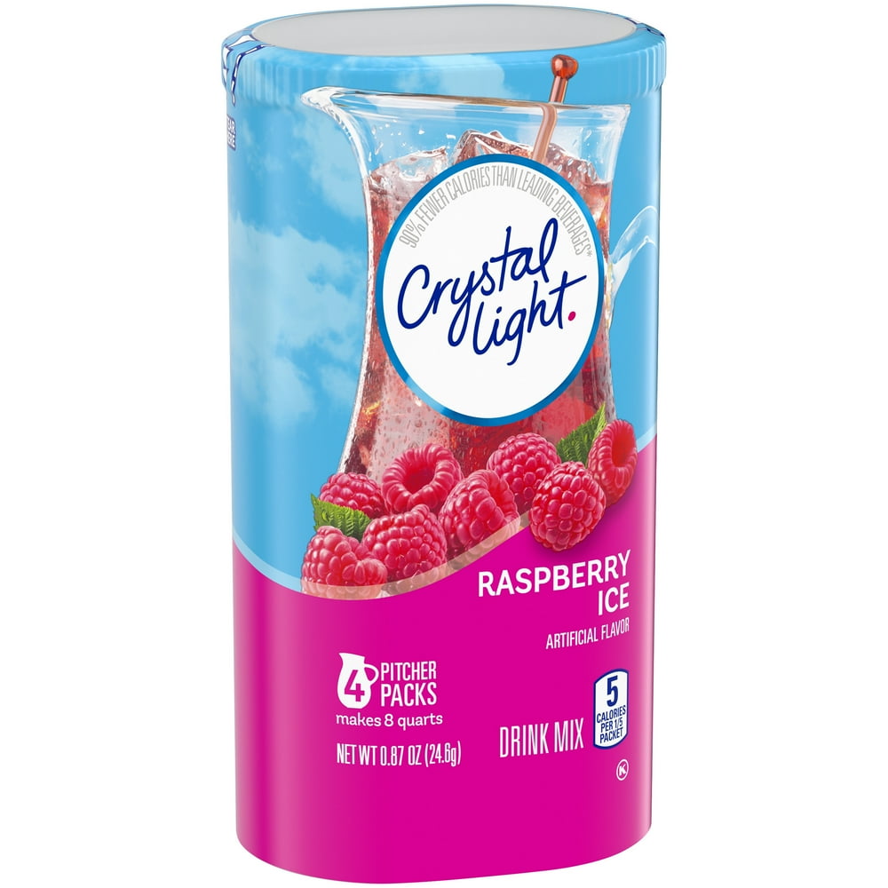 Crystal Light Raspberry Ice Powdered Drink Mix, Caffeine Free, 0.87 oz