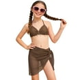 thumbnail image 4 of Hessimy Girls Swimsuit Two Pieces Bikini Set Ruffle Bathing Suits Flounced Tankini Swimwear,Ruffle Trim（Coffee,11-12 Years), 4 of 7