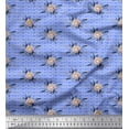 thumbnail image 1 of Soimoi Blue Cotton Voile Fabric Geometric & Roses Floral Print Fabric by the Yard 58 Inch Wide, 1 of 3