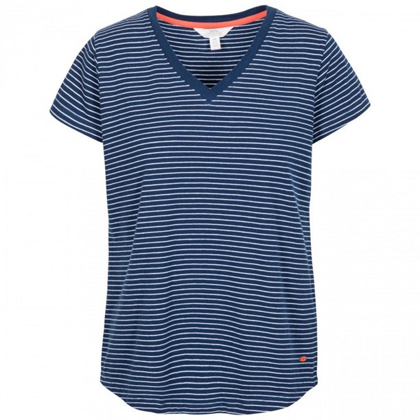 Trespass - Camiseta de cuello en pico Konnie para chica mujer (Rayas Marino)