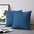 thumbnail image 2 of Pillow Covers 18x18 Set of 2, Blue Black Plaid Throw Pillow Covers Decorative Couch Cushion Cover, Farmhouse Rustic Abstract Checkered Microfiber Soft Square Pillowcases for Bedroom Living Room Sofa, 2 of 9