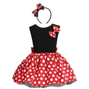 OBEEII Toddler Baby Girls Polka Dots Princess Fancy Dress up Cosplay Halloween Christmas Birthday Party Outfit Clothes Set for Photo Shoot 6-7 Years Black