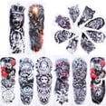 thumbnail image 4 of Tatuajes falsos impermeables, 8 hojas de tatuajes temporales de manga completa, tatuajes temporales de brazo completo, pegatinas adaptadas para la perfección, 4 of 8