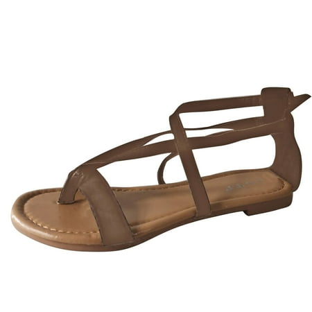 

Thong Flat Sandals Women Girls Dressy 2023 Gladiator Sandals Open Toe Ankle High Flat Dress Flip Flop Sandal Shoes for Summer Beach Travel Wedding