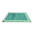 thumbnail image 2 of Ahgly Company Machine Washable Indoor Round Oriental Turquoise Blue Traditional Area Rugs, 6' Round, 2 of 4