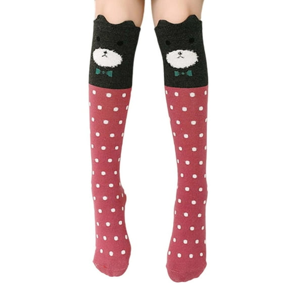 IWRICH 6 Pairs Knee High Socks Gift Long Crazy Silly Tall Funny Boot Cute Animal Fun Socks Watermelon Red