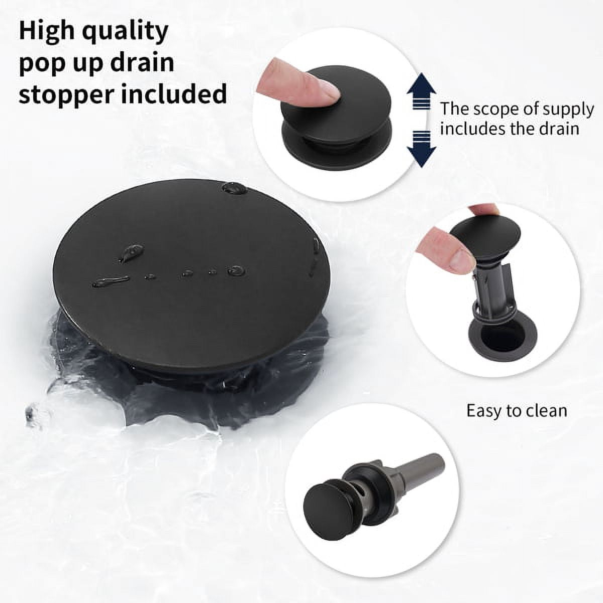 2-Handle Matte Black Bathroom Faucet, 8" Widespread 3-Hole Vanity Sink Faucet
