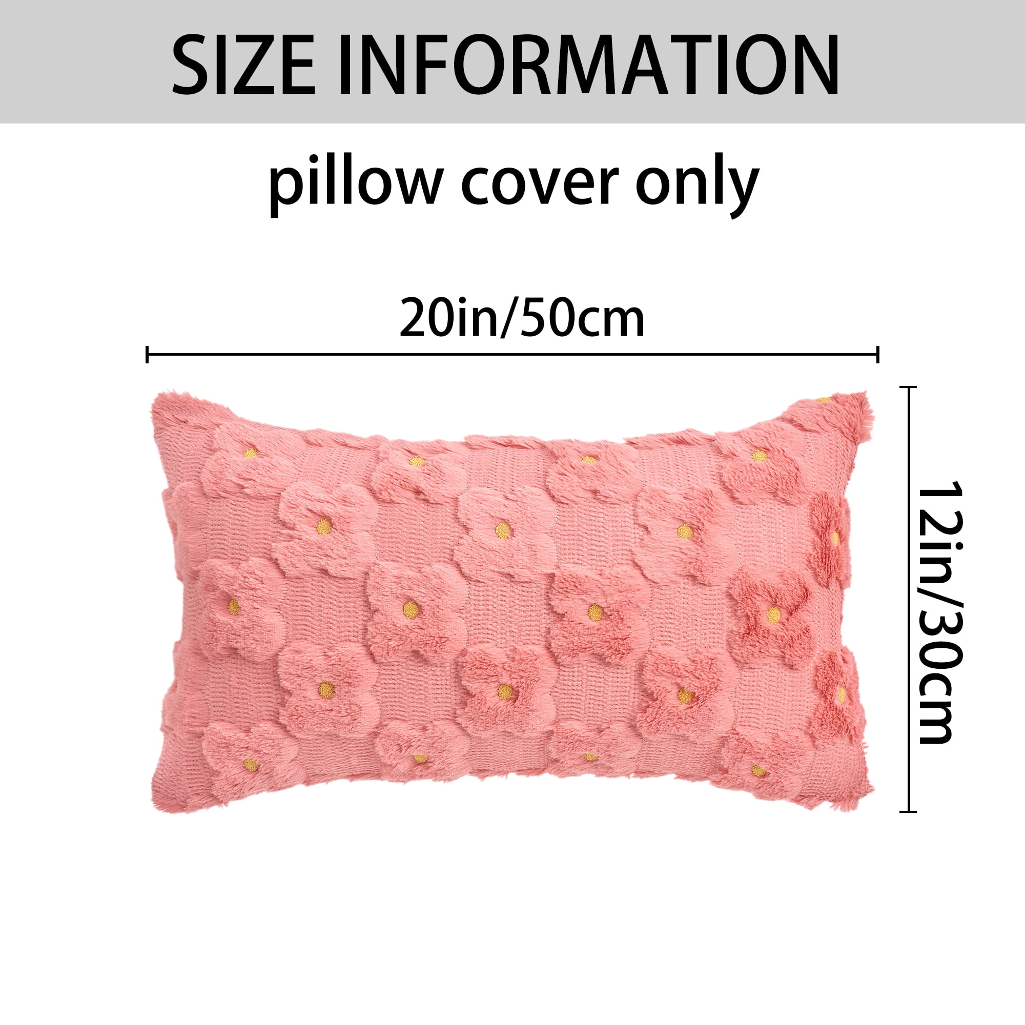 Unique Bargains Cute Daisy Embroidery Pillow Covers Pack of 2 Coral Red 20" x 12"