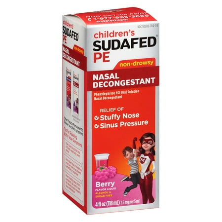 Sudafed PE Children's, Non-Drowsy Nasal Decongestant Raspberry4.0 fl oz(pack of