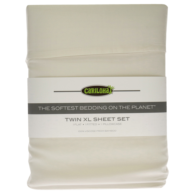 Cariloha Classic Bamboo Bed Sheet Set IvoryTwin XL Flatt Sheet