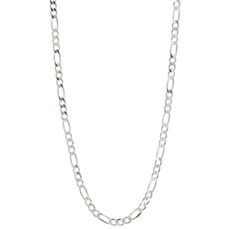 Pori Jewelers Rhodium-Plated Sterling Silver 5.25mm Figaro Chain Men's Necklace, 22