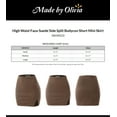 thumbnail image 2 of Made by Olivia Women's High Waist Faux Suede Side Split Bodycon Short Mini Skirt, 2 of 7