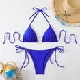thumbnail image 5 of Women's Triangle Bikini Set Halter String Two Piece Swimsuit Brazillian Bathing Suit Cheeky Cute Swimwear (Royal Blue,L), 5 of 7