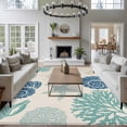 thumbnail image 4 of Summer Marine Life Washable Area Rug 5 x 8 ft Graffiti Blue Corals Shell Conch Sea Starfish Linen, Soft Non Slip Rugs Stain Repellent Indoor Felt Carpet for Living Dining Room Bedroom Home Office, 4 of 9