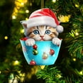 thumbnail image 6 of Luoshdecor Christmas Cat in Mug Ornament , Acrylic Cute Holiday Teacup Cat Hanging Ornaments for Home Decor Party Christmas Tree Decor, 6 of 8