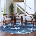 thumbnail image 4 of Round Area Rugs Collection 5 Ft, Navy Blue Coastal Non-Slip Residential Carpet, Summer Ocean Waves Ombre Sea Starfish Indoor Crawling Mats Runner Rugs for Living Room/Dining Room/Bedroom, 4 of 9