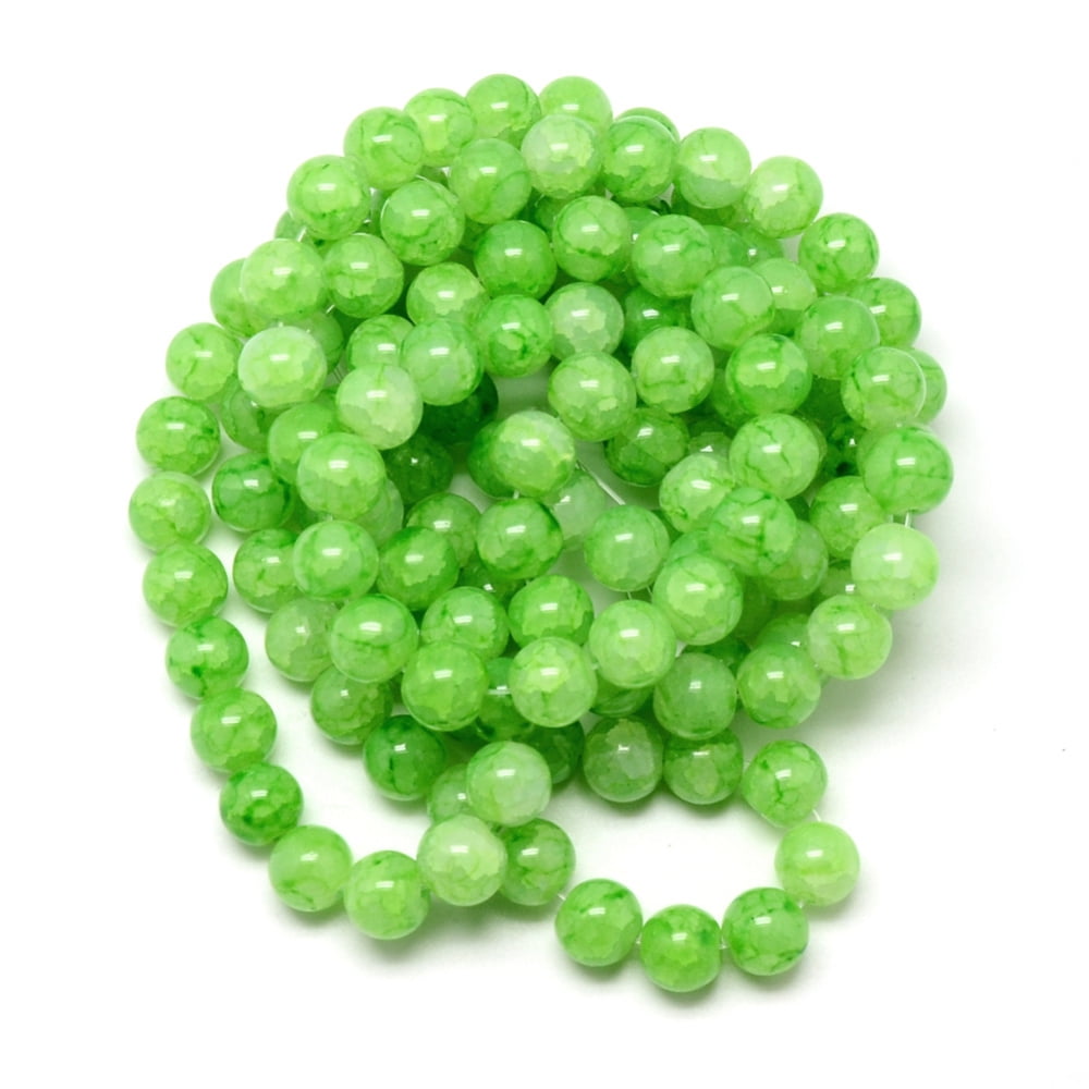 20 strand Baking Painted Crackle Glass Bead Strands Round Lawn Green 6mm Hole: 1.3~1.6mm 133pcs/strand 31.4 inch
