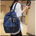 thumbnail image 3 of Mochila Sanmu Denim de estilo casual de piel sintética azul a la moda, 3 of 4