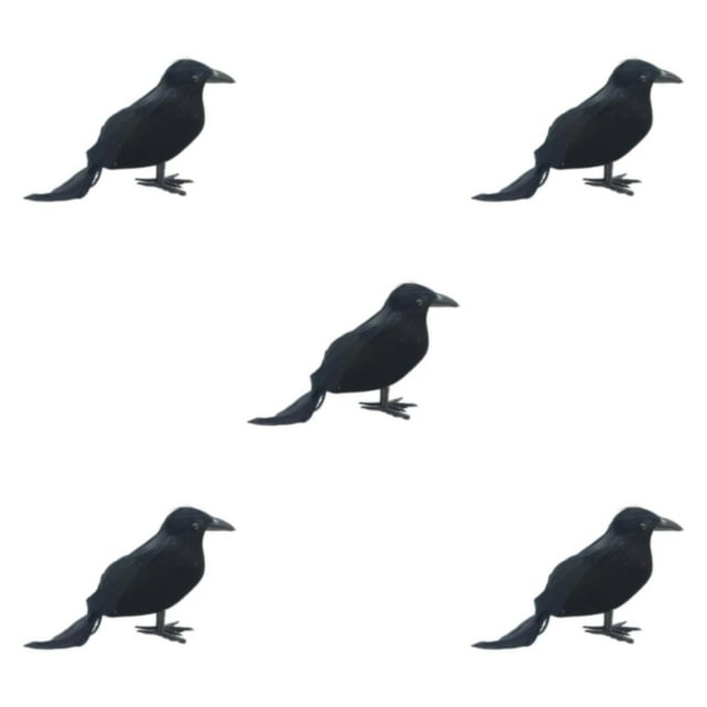 maskred Simulation Crow Animal Model - Festive Ambiance And Halloween Party Decoration Straight crow 5Set