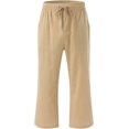 thumbnail image 4 of Womens Capri Pants Casual Summer 2024 Drawstring Comfy Linen Straight Capris with Pockets Beach Wide Leg Cropped Trousers, 4 of 5