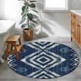 thumbnail image 3 of Navy Blue Round Area Rug 3Ft Washable Small Circle Rugs for Kitchen Entryway, Vintage Tribal Abstract Geometric Tie Dye Art Non-Slip Carpet Floor Mats Indoor Outdoor Carpet Runner Home Decor, 3 of 8
