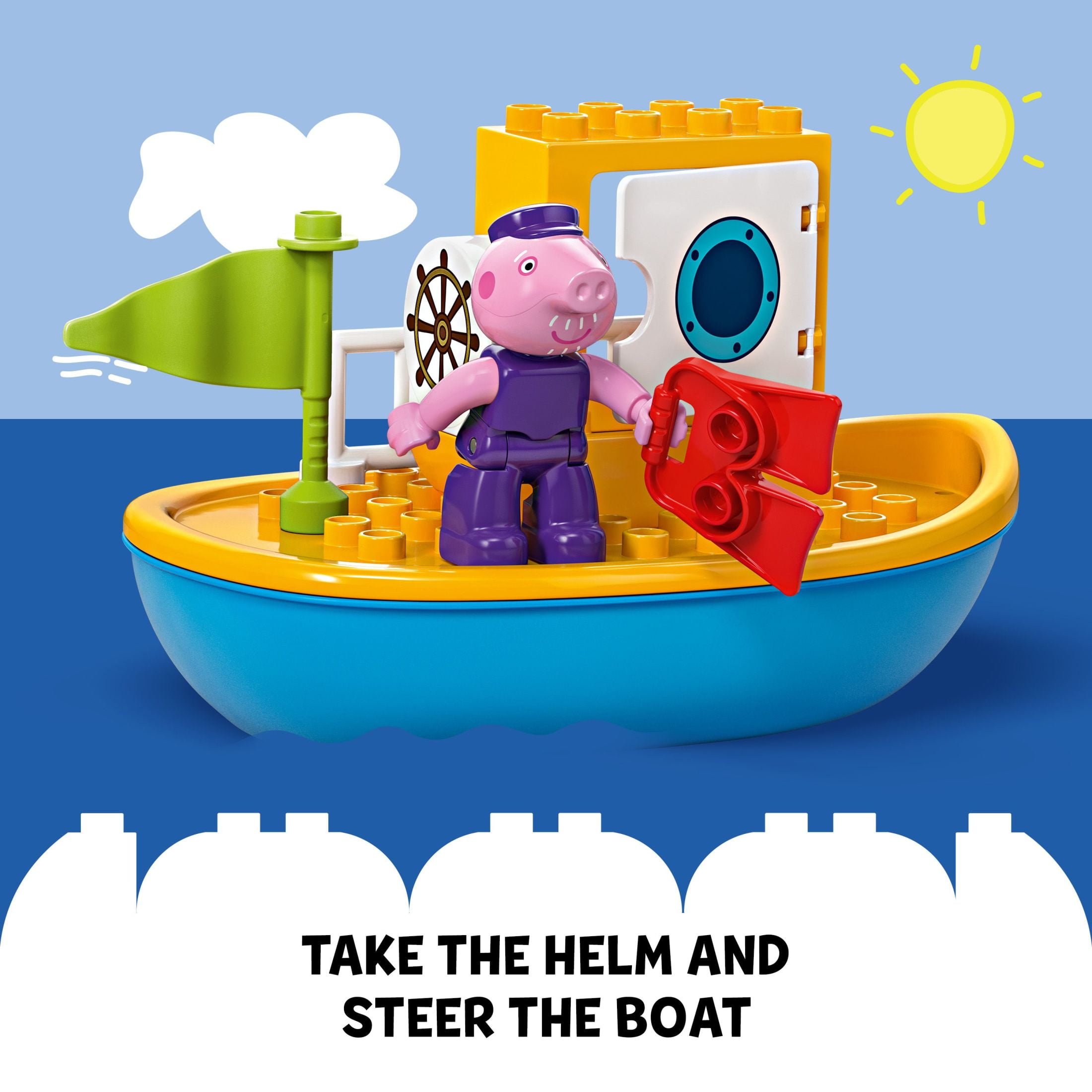 LEGO DUPLO Peppa Pig Boat Trip Bath Toy, Learning Set for Preschool Kids with 2 Peppa Pig Figures, Water Toy Gift Idea for Toddlers, 10432