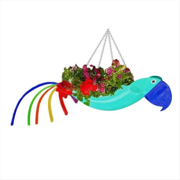 Rollbacks & More Metal Flower Pot Exquisite Flying Bird Shape Colorful Parrot Hanging Planter Garden Decorative Pot,L,D