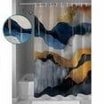 thumbnail image 3 of Navy Blue Golden Shower Curtains for Bathroom Waterproof Fabric Bath Curtains Decor Bath Tub Curtain Abstract Modern Artwork Decorative Shower Curtain Sets with 12 Hooks, 72x72 Inch, 3 of 6