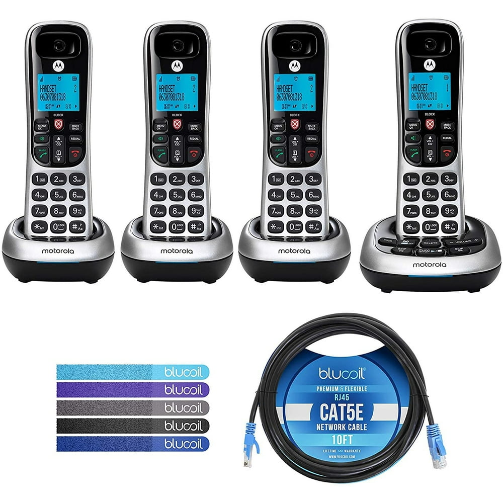 Motorola CD4014 DECT 6.0 Cordless Phones, 4 Handsets Bundle with