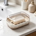 thumbnail image 5 of Leakproof Soap Dish with Lid & Draining Layer, Shatterproof Travel Bar Soap Holder Case Container, Portable Travel Size Toiletries Essentials for Camping, Gym, Bathroom, Gray, 5 of 6