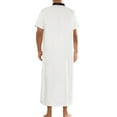 thumbnail image 3 of INSPIRE CHIC Men's Henley Collar Nightshirt Short Sleeves Contrast Color Sleep Wear Gown M White, 3 of 6