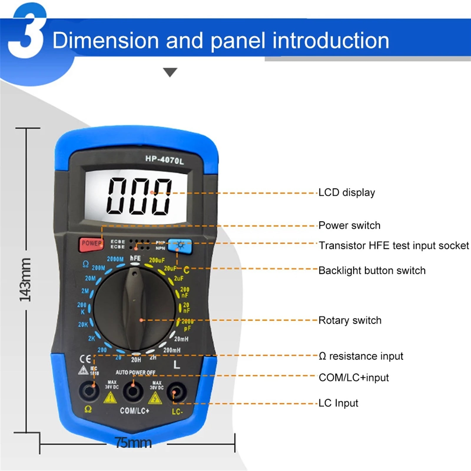 4070L Capacitance Inductance Resistor Tester Multimeter Capacitor 2000pF-200F Digital LCD Meter With Backlight LCR Meter ,Versatile Measurement