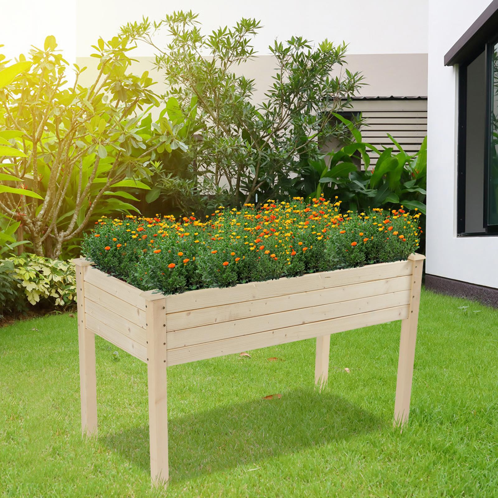 Zimtown 48.83 x 22.44 x 29.92" Outdoor Wooden Raised Garden Bed Planter Raised Bed for Vegetables, Grass, Lawn, Yard - Natural - image 2 of 13