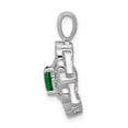 thumbnail image 2 of Real 14kt White Gold Fancy Diamond and Oval Emerald Pendant, 2 of 4