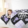thumbnail image 4 of Erosebridal Modern Geometric Plaid 7 Pieces Bedding Comforter Set,Purple Princess Bowknot Full Bedding Set For Girls Women,Reversible, 4 of 7