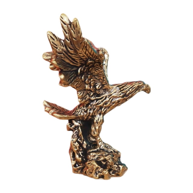 Estatua de águila de latón, figura de ave silvestre, escultura de animal en miniatura retro para decoración de salpicadero.