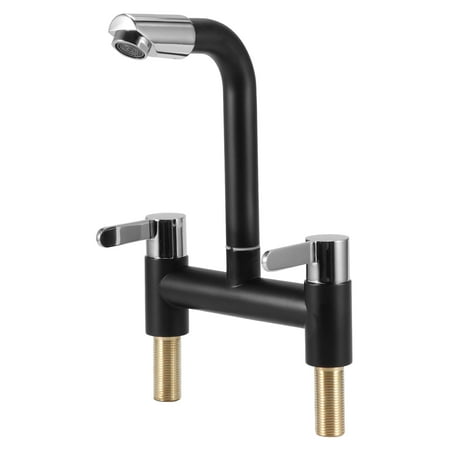 

Dual Lever Kitchen Sink Mixer Taps Chrome 1/4 Turn 2 Hole Deck Mounted Basin