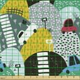 thumbnail image 2 of Ambesonne Colorful Fabric by the Yard Upholstery, Little Car on Dotted Hill, 1 Yard, Multicolor, 2 of 5