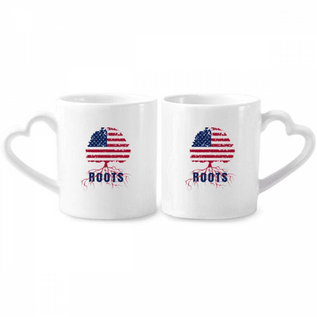 

American Flag Root Faly Couple Porcelain Mug Set Cerac Lover Cup Heart Handle