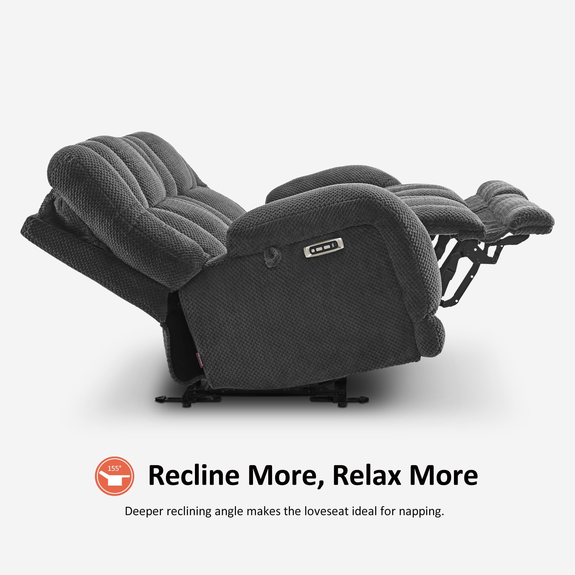 MCombo Power Recliner Loveseat Sofa with Adjustable Headrest, Heat and Vibration, 64.6" Fabric Electric Reclining Loveseat with USB Charge Ports for Living Room 6855