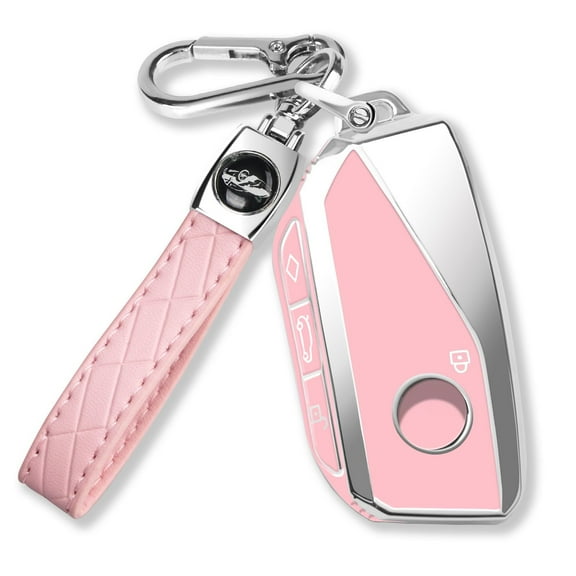 Key Fob Cover Compatible compatible with Fit for BMW 2023 2024 7 Series 740 760i I5 I7 IX X1 X5 X6 X7 XM Chrome Silver Trim Soft TPU Key Case Holder Protector Keychain