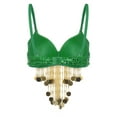 thumbnail image 2 of Hansber Women's Sequin Beaded Tassel Corset Bra Clubwear Crop Tank Tops for Performance Festival Belly Dance Green One Size, 2 of 7
