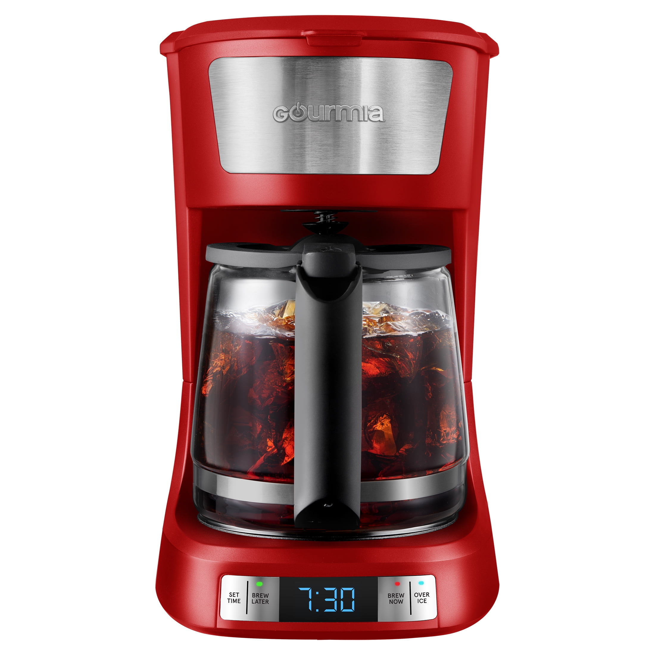Gourmia 12 Cup Programmable Hot & Iced Coffee Maker with Keep Warm Feature - Red