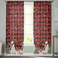 thumbnail image 3 of Red Plaid Christmas Semi Sheer Curtains 84 Inch Length 2 Panels Set, Snowman Snowflake Xmas Tree Ball Elk Sheer Kitchen Curtain Privacy Voile Window Curtain for Living Room Bedroom Rod Pocket Drapes, 3 of 7