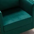 thumbnail image 6 of Accent Chair, Modern Velvet Armchair Upholstered Club Chair with Rivets Trim and Metal Legs, Button Tufted Couch with Thicken Armrest and Seat Cushion for Living Room, Bedroom, Pub, Green, 6 of 7