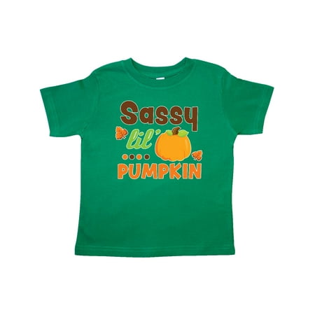 

Inktastic Thanksgiving Sassy Lil Pumpkin with Fall Leaves Gift Toddler Toddler Girl T-Shirt