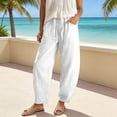 thumbnail image 2 of ibiyuan Pants for Women Trendy High Elastic Waisted Plus Size Palazzo Pants Comfy Trousers for Women Drawstring Womens Lounge Pants with Pockets, 2 of 6