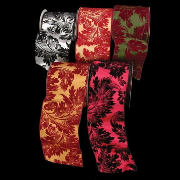 The Ribbon People Burgundy and Gold Colored "Felce" Wired Craft Ribbon 4" x 20 Yards