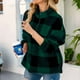 thumbnail image 4 of Puntoco, abrigo para mujer, moda para mujer, cálido cuello de tortuga, cremallera, estampado a cuadros, prendas de vestir exteriores informales de felpa, top, liquidación de Navidad Puntoco Puntoco-3432, 4 of 9