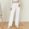 thumbnail image 4 of Aihuaihua Straight Leg Jeans for Women Tummy Control Trendy High Waisted Stretchy Casual Pants Baggy Trousers 90s Denim Jeans White S, 4 of 8